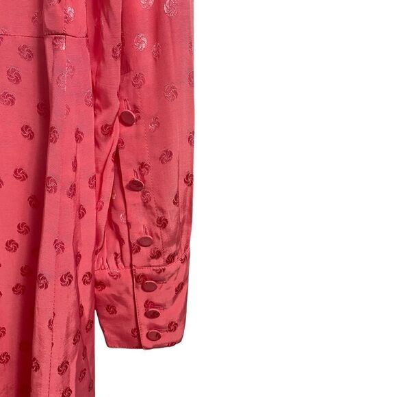 J. Crew Shift Dress in Jacquard Floral Dot Pink Long Sleeve Button Cuffs Size 6 - Picture 6 of 8